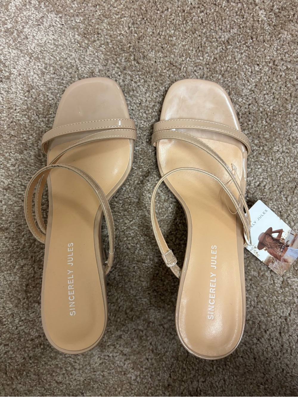 NWT - Sincerely Jules Nude Strappy Square-Toe Sandals